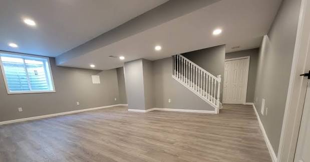 HKS finished basement — painted, floored, and trimmed